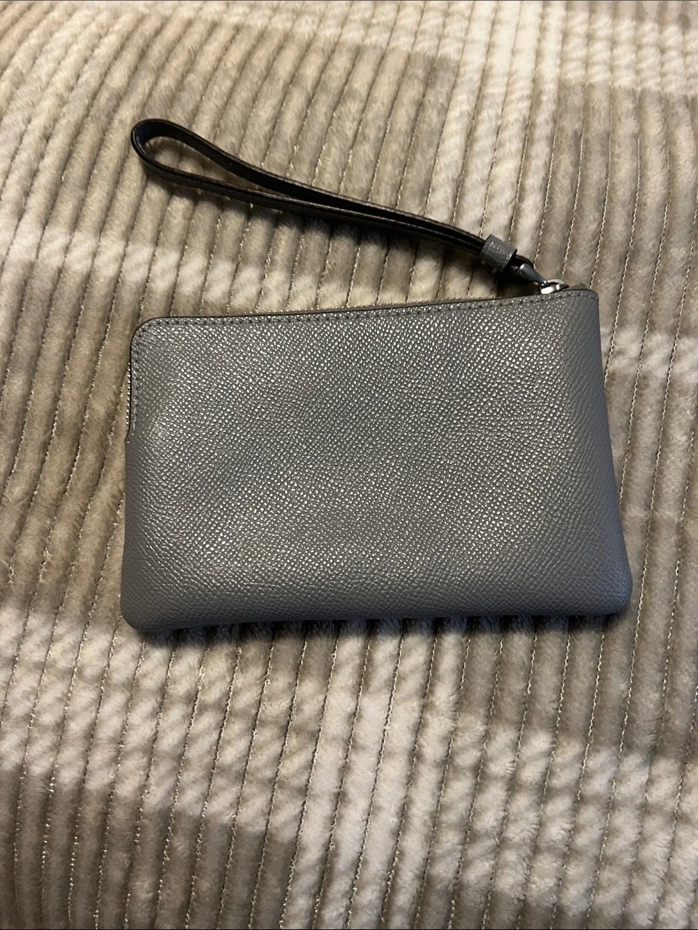 Coach Gray Pebbled Leather Wristlet